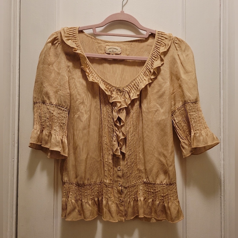 Converse John Varvatos Women's Vintage 100% Silk Blouse Size S Boho Western